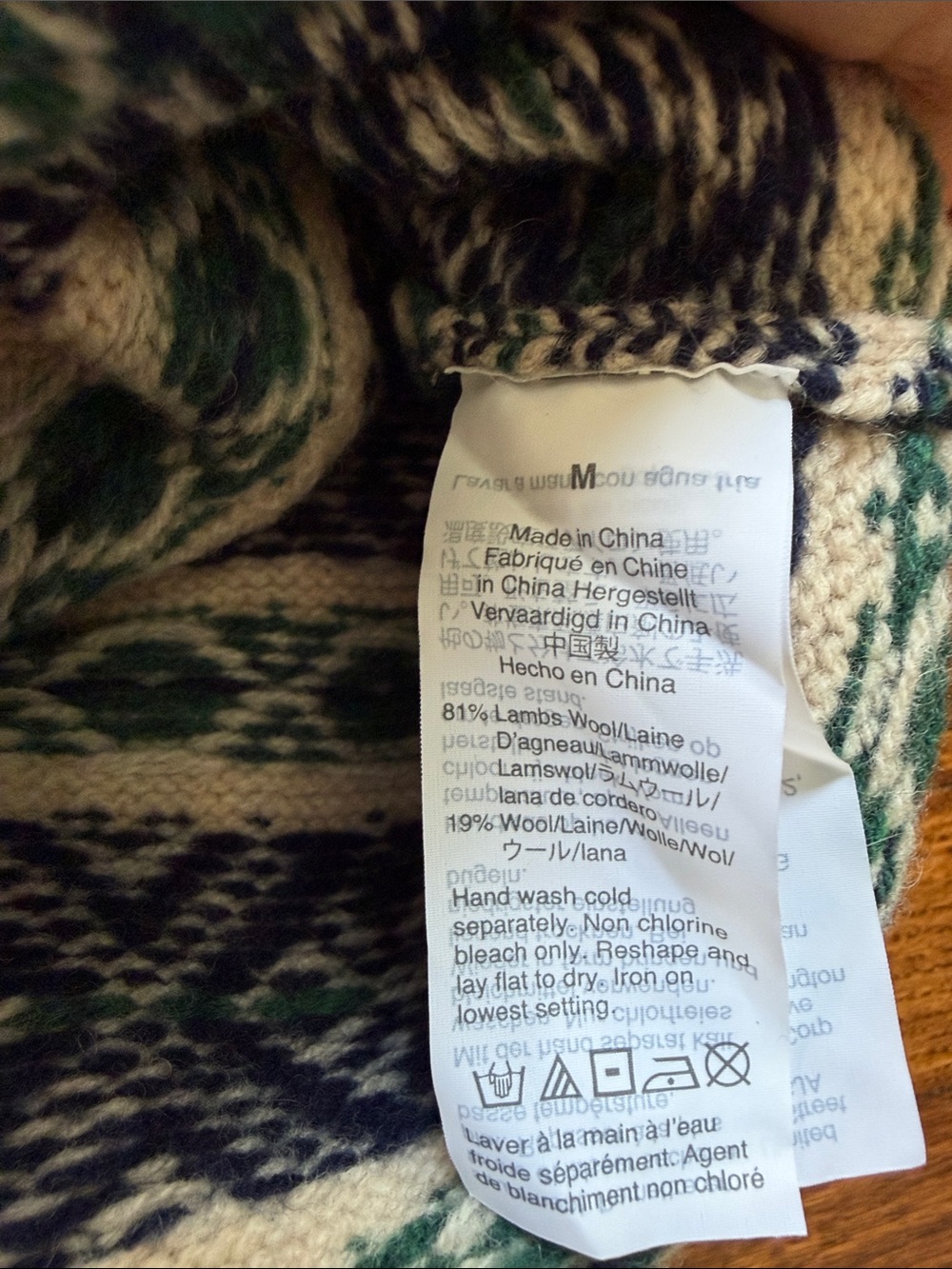 J.Crew Fair Isle Nordic Crewneck Sweater Cream Navy Green Wool Blend Size M - Picture 3 of 7